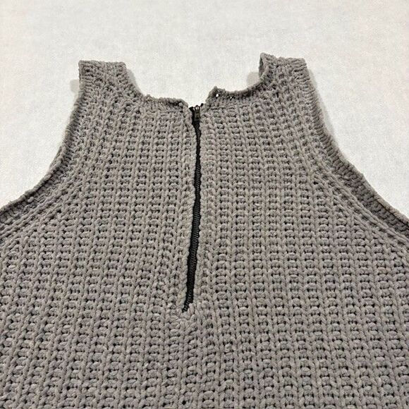 POL Womens Large Gray Chenille Chunky Knit Tank Top Boho Sleeveless - Picture 8 of 8